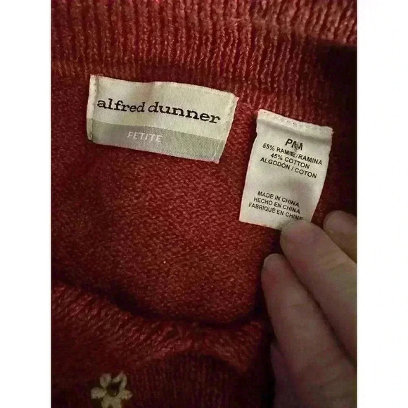 Alfred Dunner Vintage Cable Knit Embroidered Collared Sweater Womens Petite M - Picture 4 of 6